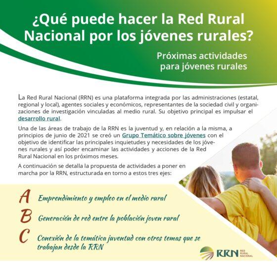 La Red Rural Nacional publica una hoja de ruta con sus próximas actividades para los jóvenes rurales