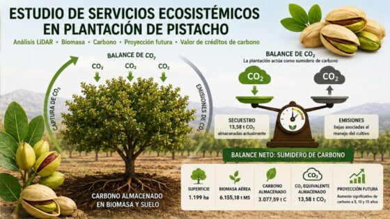 ADIMAN realiza un estudio para determinar la capacidad de absorción de CO2 en los cultivos de pistachos